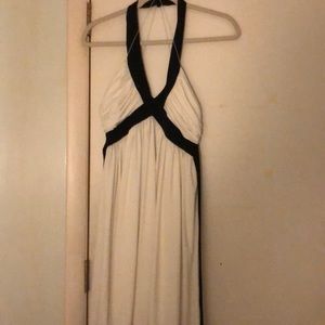 White and black halter dress